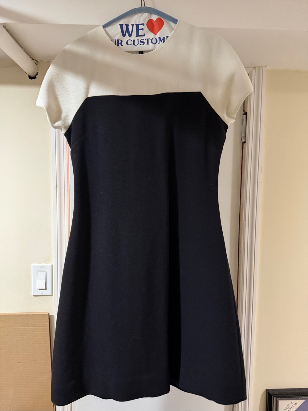 Classic Black & Cream Cap-Sleeve Dress